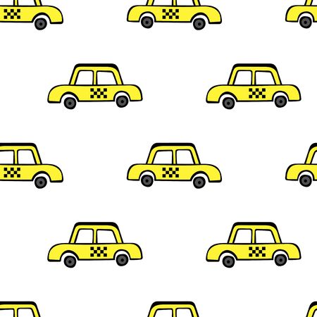 Taxi cars. Seamless vector pattern (background, print).のイラスト素材