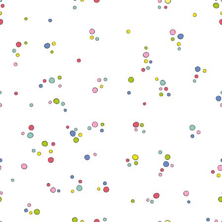 Colored circles. Dots. Seamless vector pattern (background). Cartoon print.のイラスト素材