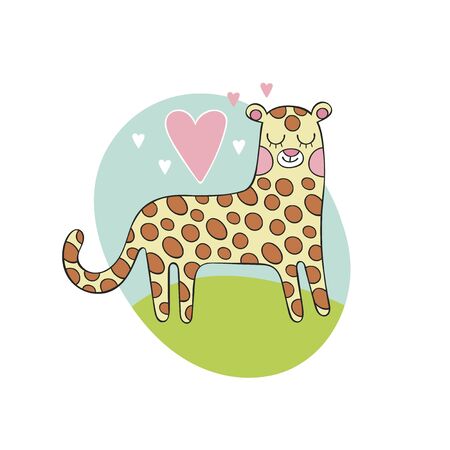 Wild cats. Leopard. Cartoon animal. Isolated vector object on a white background.のイラスト素材