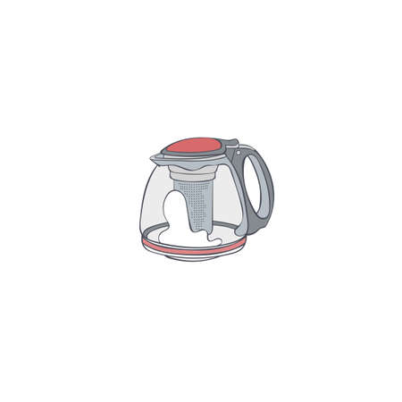 Coffee pot. Kettle. Cartoon art. Isolated vector object on white background.のイラスト素材