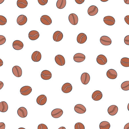 Coffee beans. Cartoon print. Seamless vector pattern (background).のイラスト素材