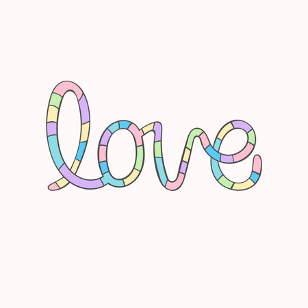 Love. Lettering poster. Striped print. Isolated vector object on white background.のイラスト素材