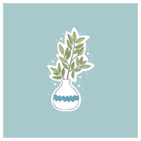 Beautiful flower in a pot. Plant. Card. Frame. Isolated vector object.のイラスト素材