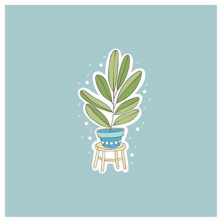 Beautiful flower in a pot. Plant. Card. Frame. Isolated vector object.のイラスト素材