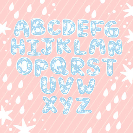 English alphabet. Letters. Lettering poster. Isolated vector objects. Stars print.のイラスト素材