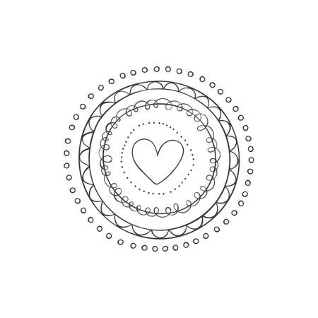 Round drawing - pattern. Cartoon doodle print. Isolated vector objects on a white background.のイラスト素材