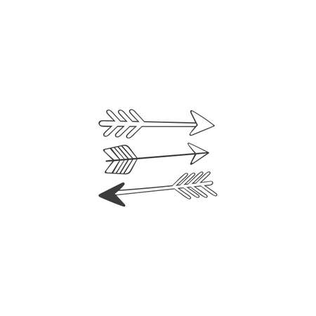 Three arrows. Vintage arrows. Cartoon print. Isolated vector objects on a white background.のイラスト素材