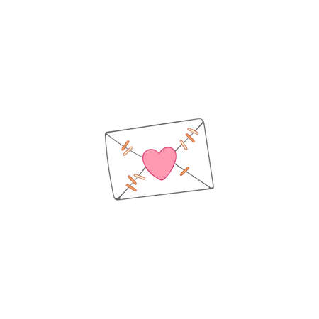 Love message. Envelope. Isolated vector object on white background. Valentine's day art.のイラスト素材