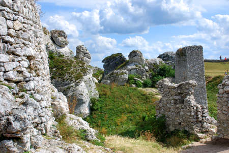 Rocks around the ruins of the castle in Olsztyn near Czestochowaの写真素材