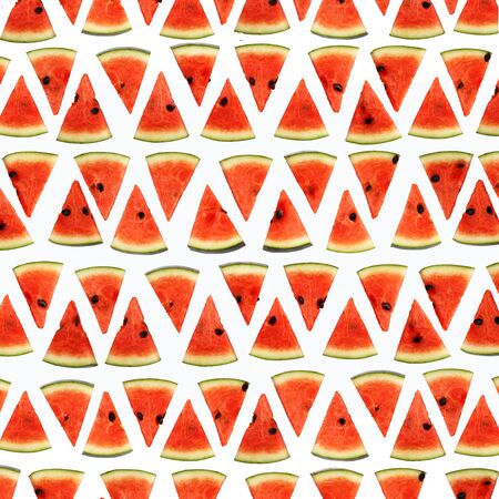 Slices of watermelon seamless pattern on white background.の写真素材