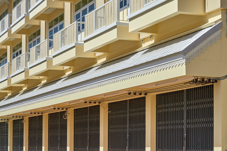 Exterior facade detail of Residential building in city, Nakhon Pathom, Thailand.の写真素材