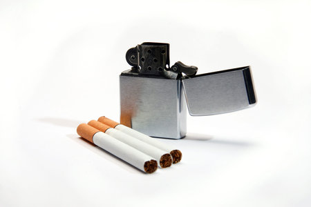 lighter and cigaretteの写真素材