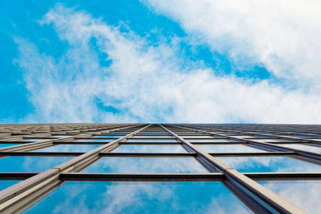 abstract glass skyscraper. Glass wall of office buildings. modern glass silhouettes. Modern office. の写真素材