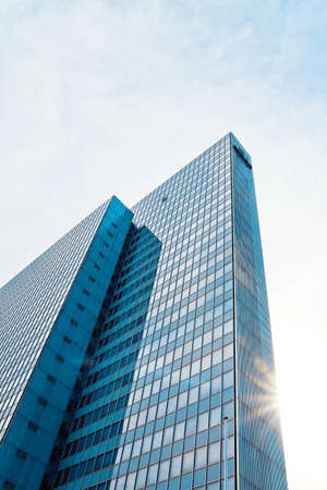 abstract glass skyscraper. Glass wall of office buildings. modern glass silhouettes. Modern office. の写真素材