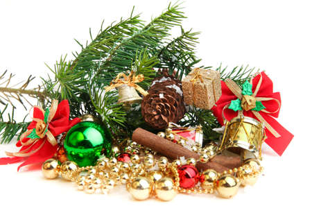 Christmas decorations on white background.の写真素材