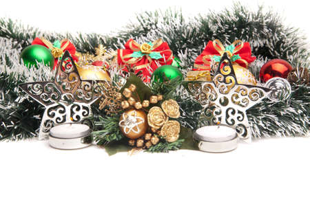 Christmas decorations on white background.の写真素材