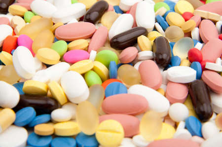 background made of colorful pillsの写真素材