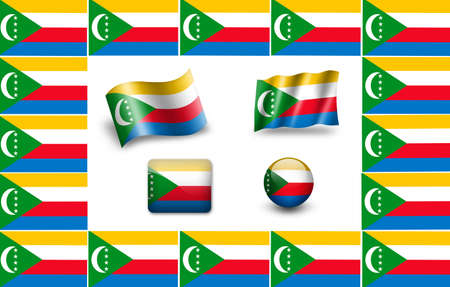 Flag of Comoros.  icon set. flags frame(20).jpgの写真素材