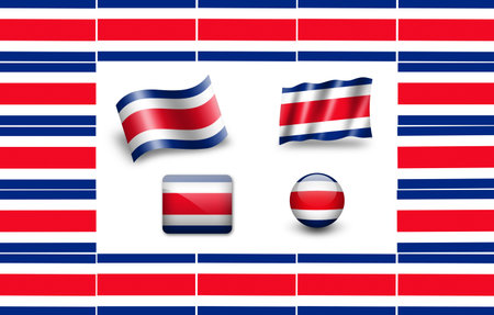 flag of Costa Rica. icon set. flags frame(20).jpgの写真素材