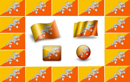 Bhutan flag icon setの写真素材