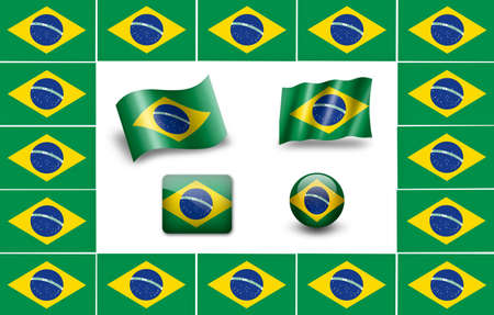 flag of Brazil. Brazilia flag. icon setの写真素材