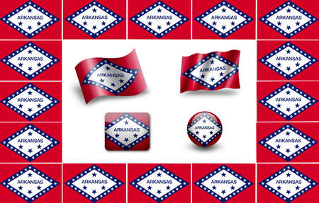 flag of Arkansas. icon setの写真素材