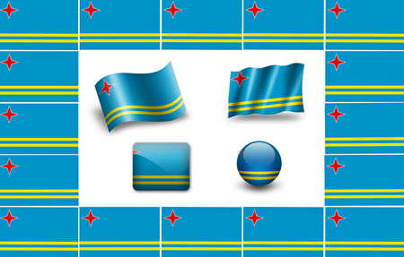 flag of Aruba. icon setの写真素材