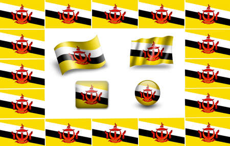 flag of Brunei. icon setの写真素材