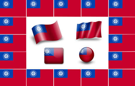 flag of Burma (Myanmar). icon setの写真素材