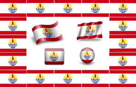 flag of French Polynesia. icon setの写真素材