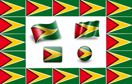 flag of Guyana. icon setの写真素材