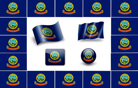 flag of Idaho. USA. icon setの写真素材