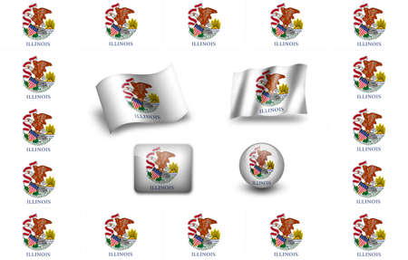 flag of Illinois. icon setの写真素材