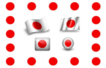 flag of Japan. icon set.の写真素材