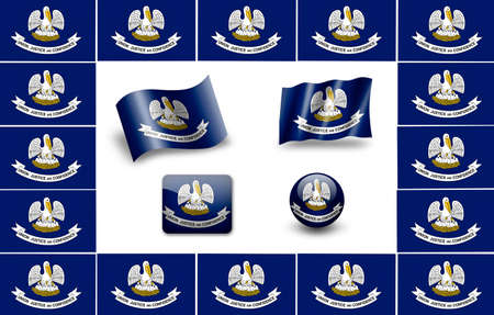 Flag of Louisiana (USA). icon set. flags frameの写真素材