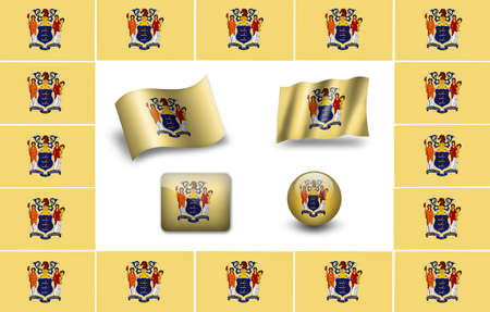 Flag of New Jersey (USA). icon set. flags frameの写真素材