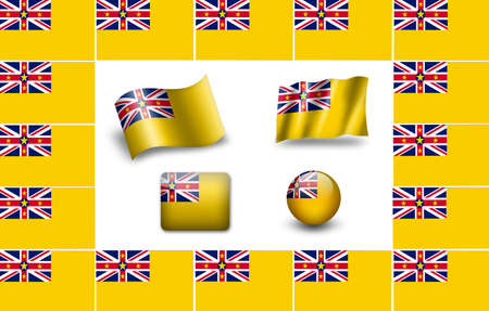Flag of Niue. icon set. flags frameの写真素材