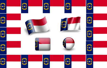 Flag of North Carolina, USA. icon set. flags frameの写真素材