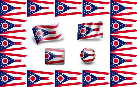 Flag of Ohio (USA). icon set. flags frameの写真素材