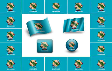 Flag of Oklahoma.- USA. icon set. flags frameの写真素材