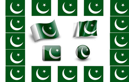 flag of Pakistan.icon set. flags frameの写真素材