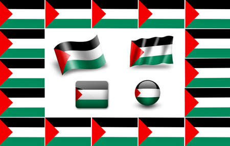 Flag of Palestinians. icon set. flags frameの写真素材