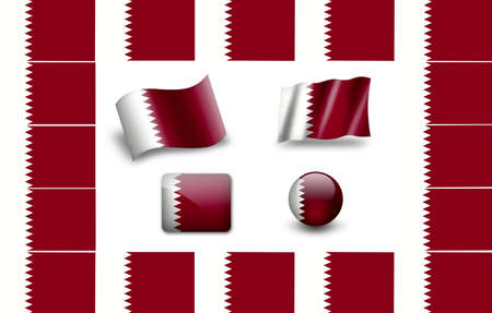 Flag of Qatar. icon set. flags frameの写真素材