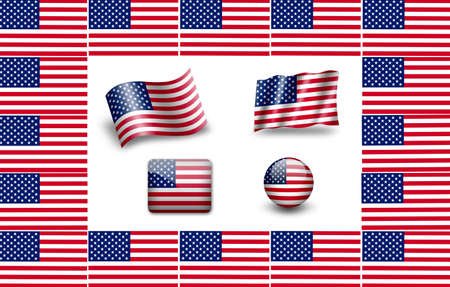 Flag of USA. icon set. flags frameの写真素材