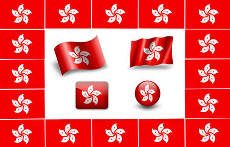 Hong Kong flag. icon setの写真素材
