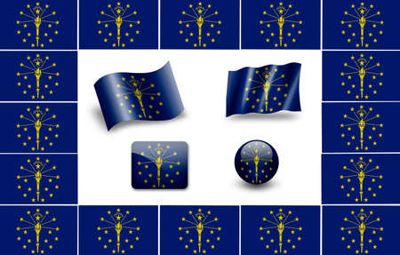 Indiana state flag of America. icon setの写真素材