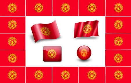 Kirghiz flag. icon set. flags frameの写真素材