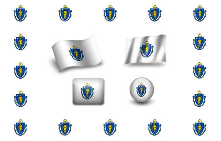 Massachusetts state flag of America. icon setの写真素材