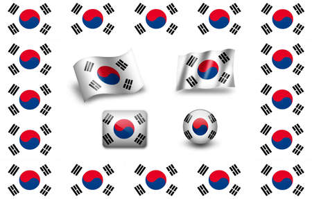south korea flag icon setの写真素材