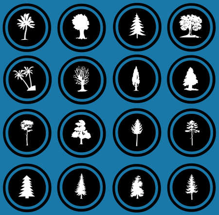illustration of tree silhouettes  tree iconsの写真素材